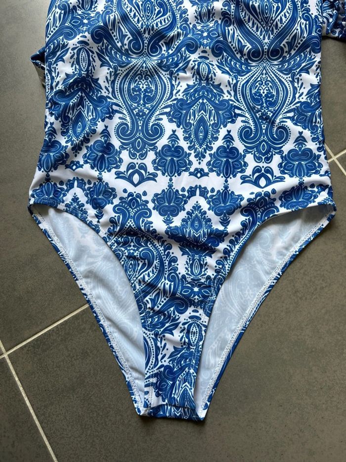 Maillot de bain 1 pièce bleue blanc femme - photo numéro 5
