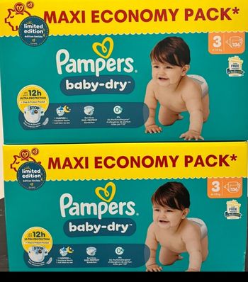 Pack de 272 couches Pampers baby dry taille 3