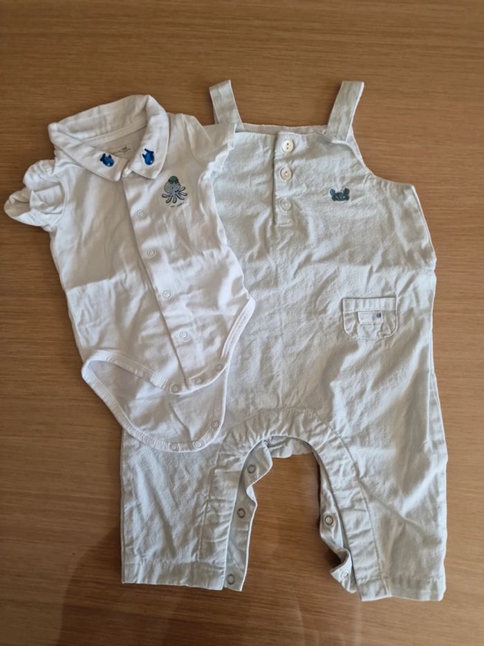 Ensemble body et salopette sergent major taille 1 mois