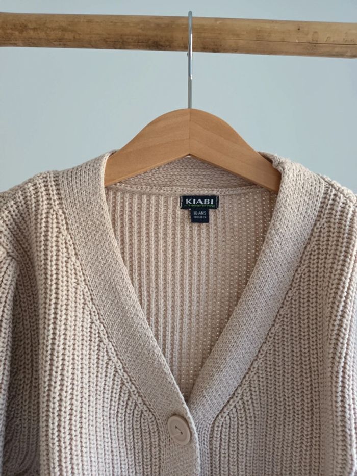 Gilet cardigan en maille beige 10 ans - photo numéro 2