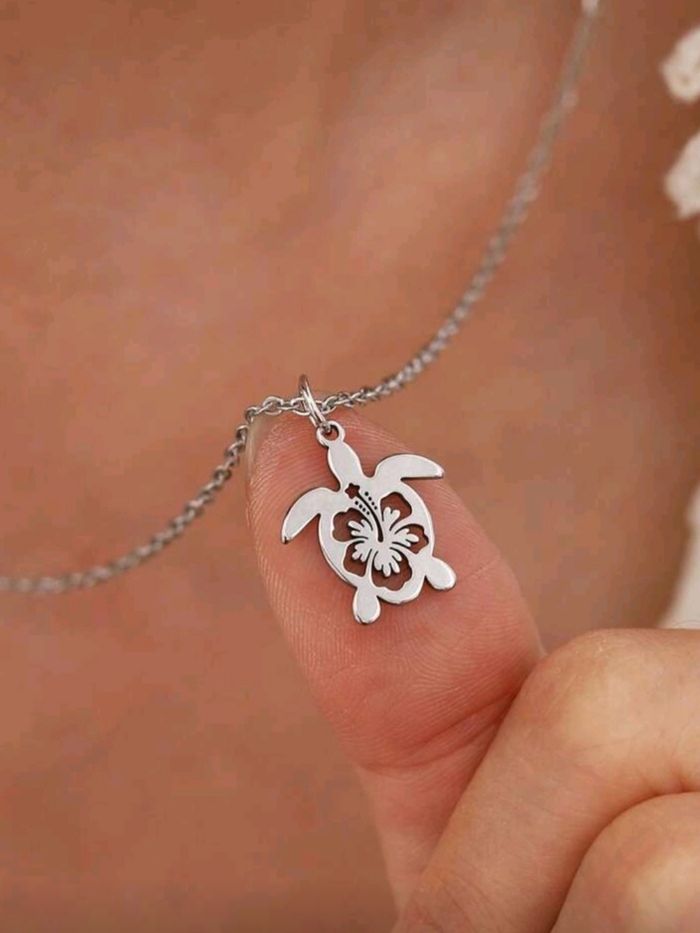 Collier tortue fleur d hibiscus - photo numéro 3