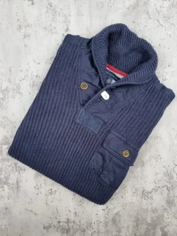 Pull col châle Tommy Hilfiger – Bleu marine – Taille M Hommes (mesures en photos)