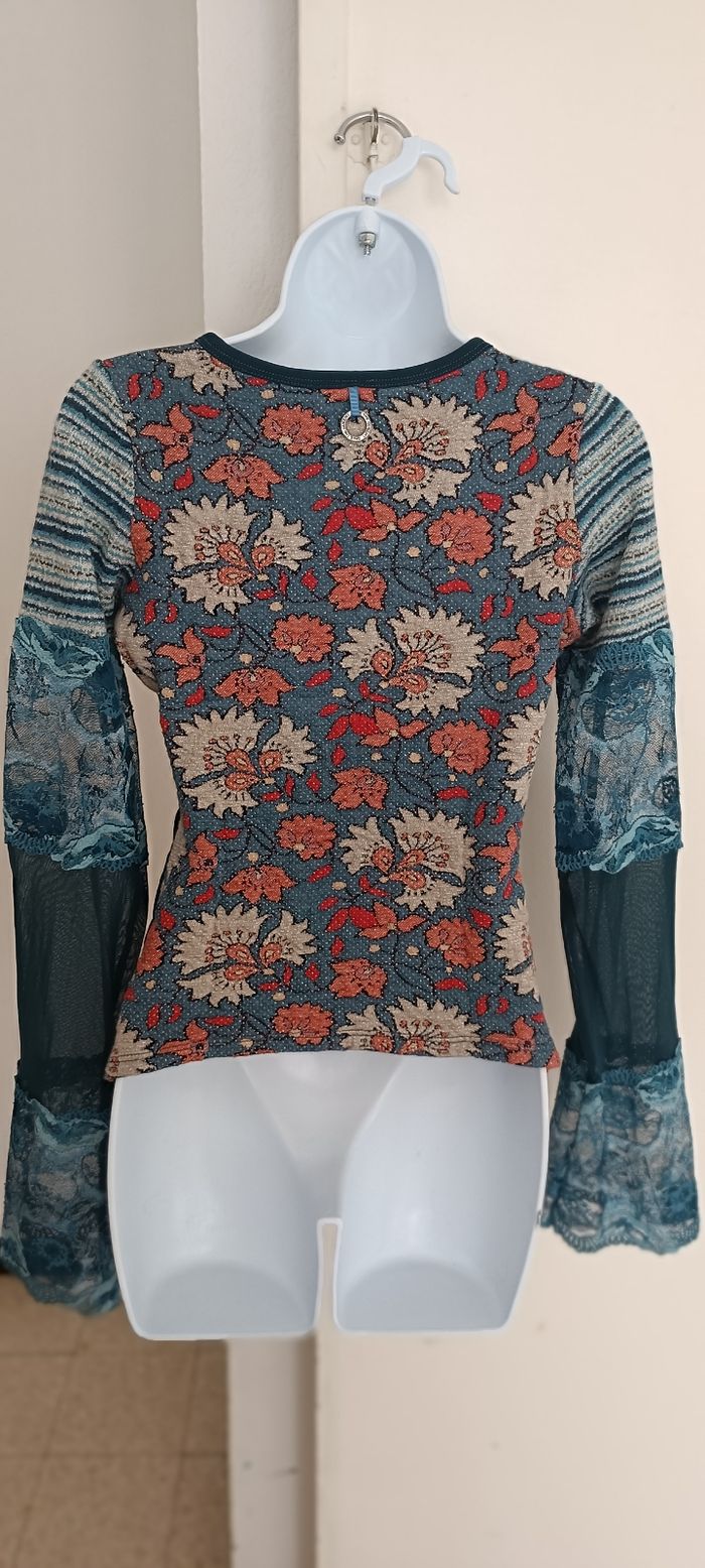 T-shirt manches longues bleu taille M - photo numéro 2
