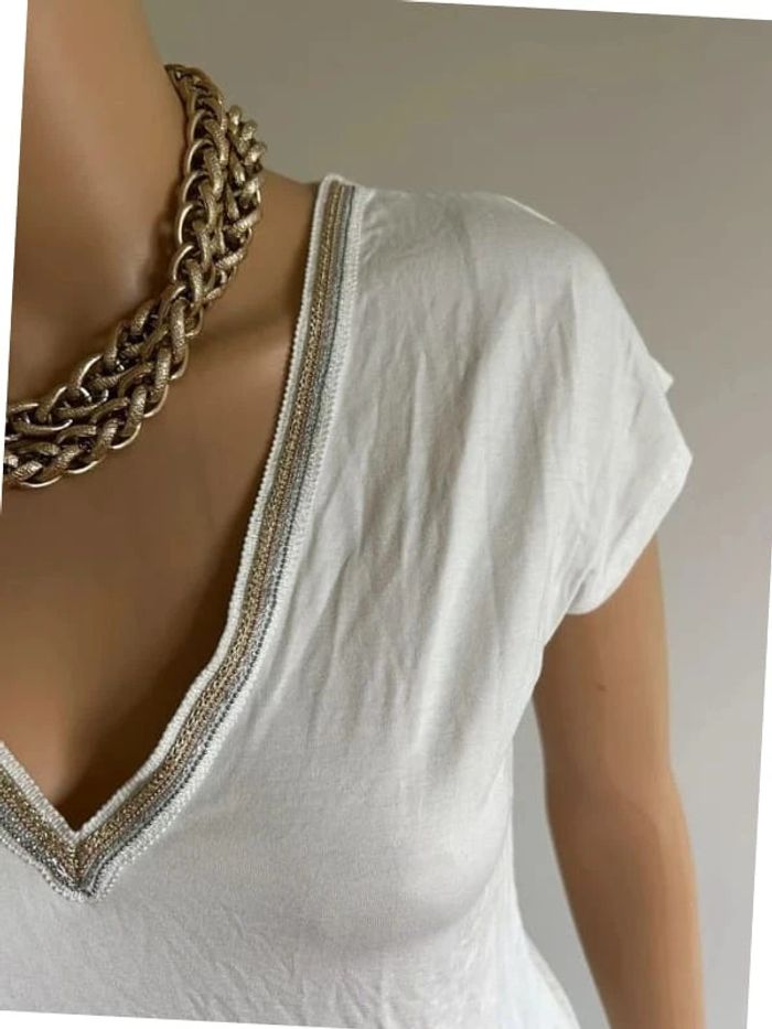 Teeshirt blanc à manches courtes Morgan taille M TBE - photo numéro 6