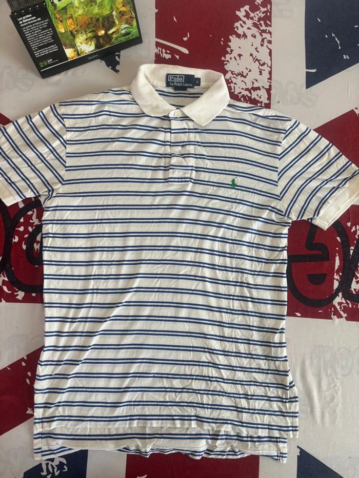 Polo Ralph Lauren taille S à rayures blanche et bleu - photo numéro 2
