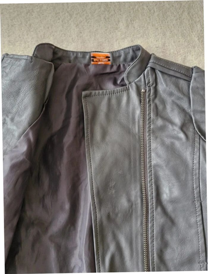 Veste imitation cuir gris - photo numéro 2