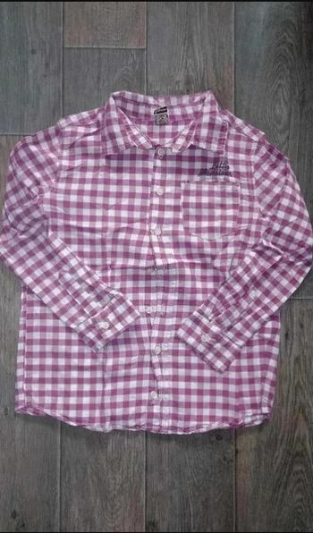 chemise blanche à carreaux violet manches longues tape à l'oeil 8 ans / 128 cm très bon état TAO