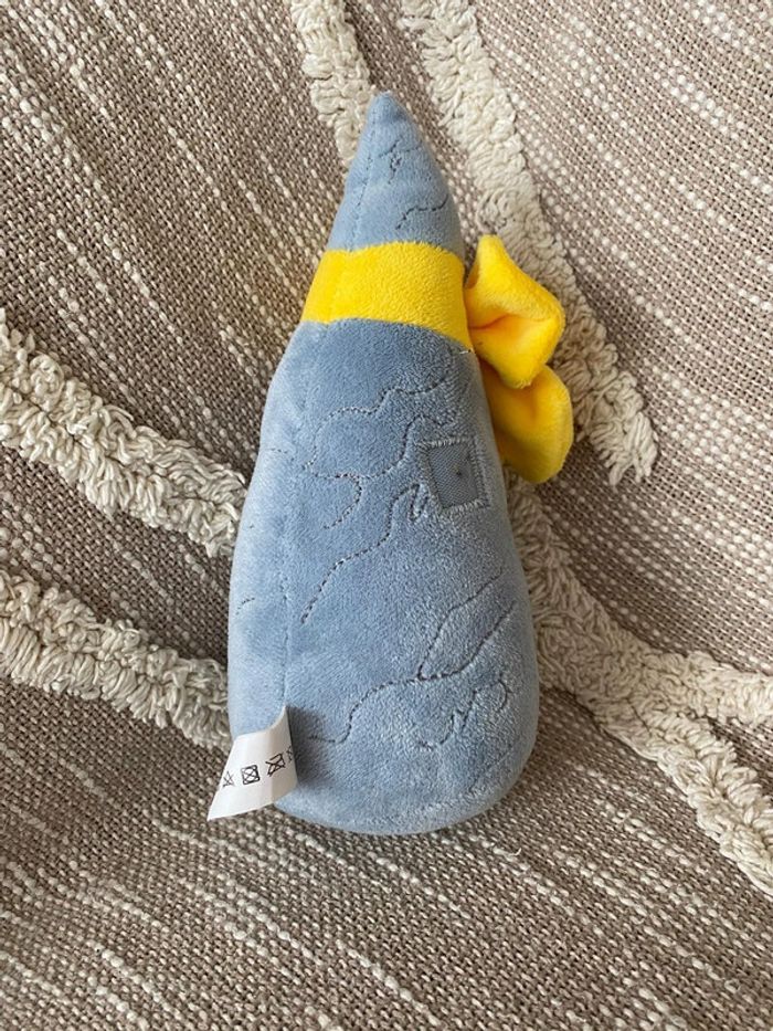 Peluche doudou 22cm Astérix Obelix bleu avec menhir à noeud jaune très bon état - photo numéro 7