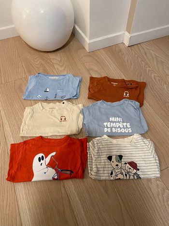 Lot de 6 T shirts manches longue neufs 18 mois