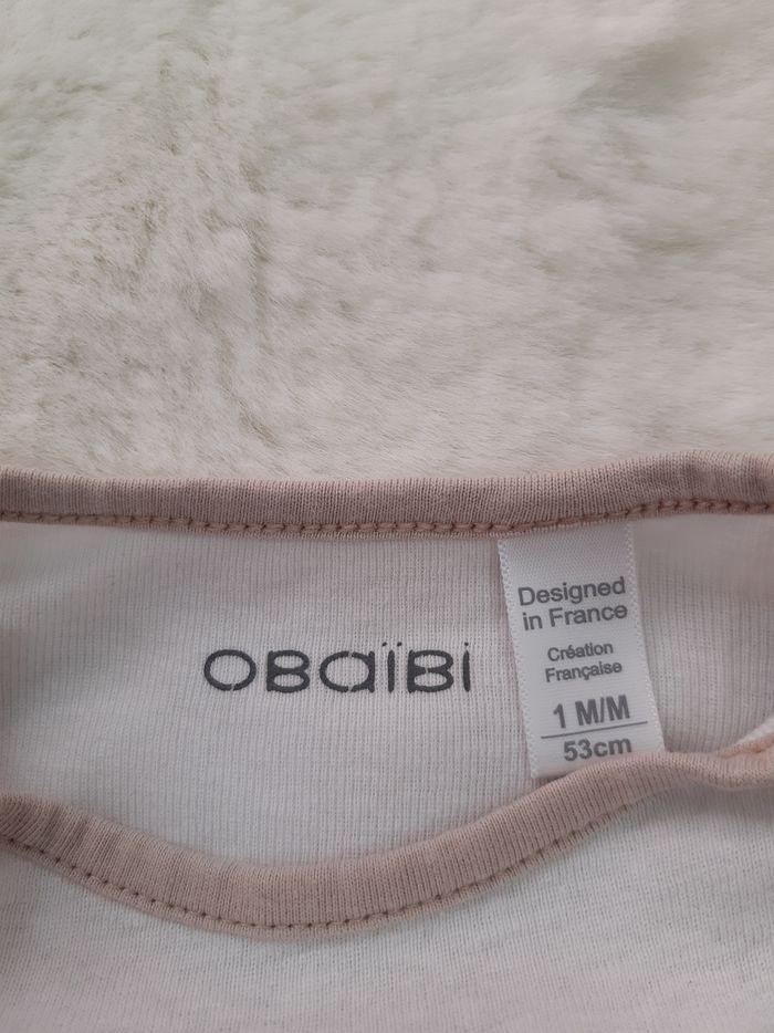 Lot de 2 bodies Obaibi manches courtes 1 mois mixte - photo numéro 4
