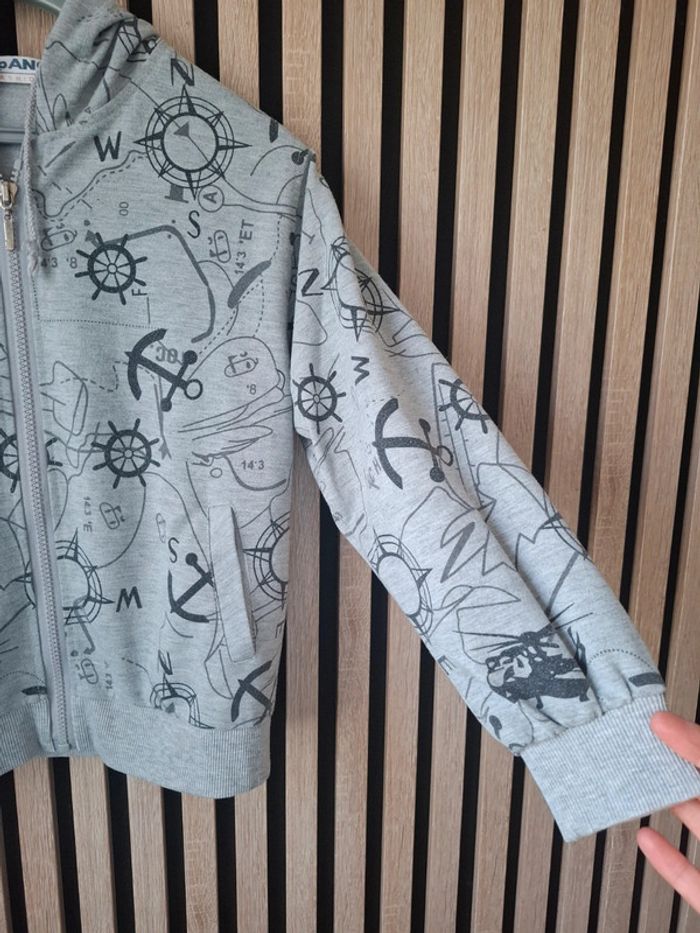 Gilet veste en sweat gris avec capuche ApAng 10 ans - photo numéro 6