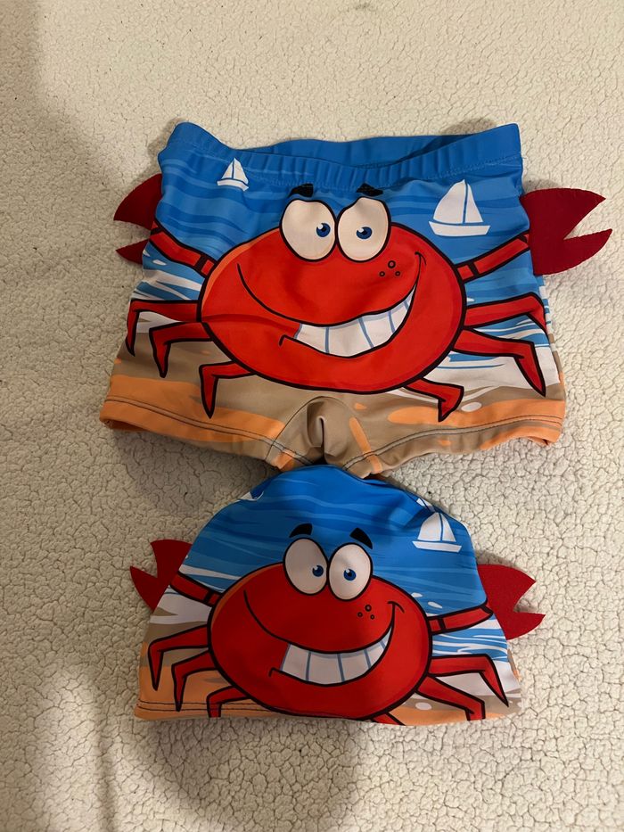 🦀 Maillot de bain garçon 4 ans + bonnet assorti – Crabe rigolo - photo numéro 3