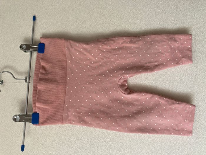legging molletonné rose à pois blanc bébé 3/6 mois