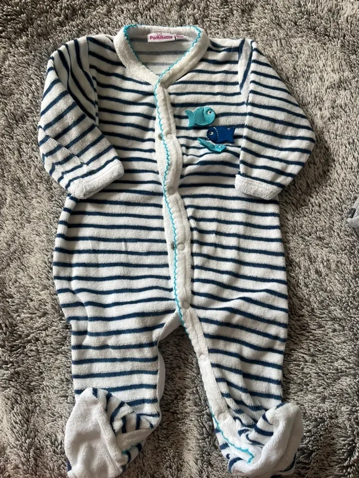 Lot pyjama grenouillère 3 mois velours - photo numéro 5