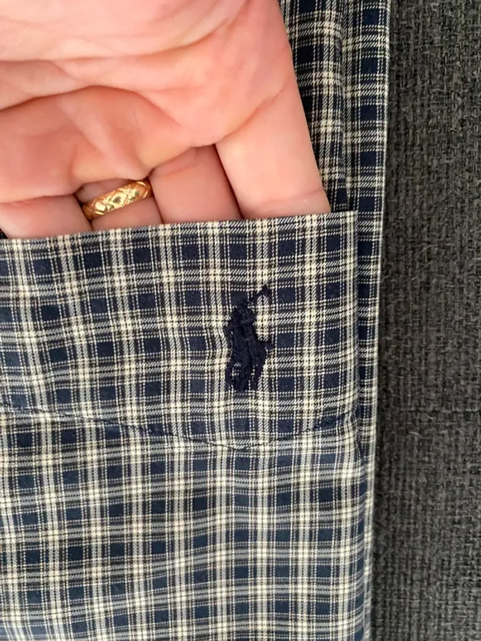 Chemise Ralph Lauren Authentique – Taille L – Carreaux bleu marine & beige - photo numéro 2