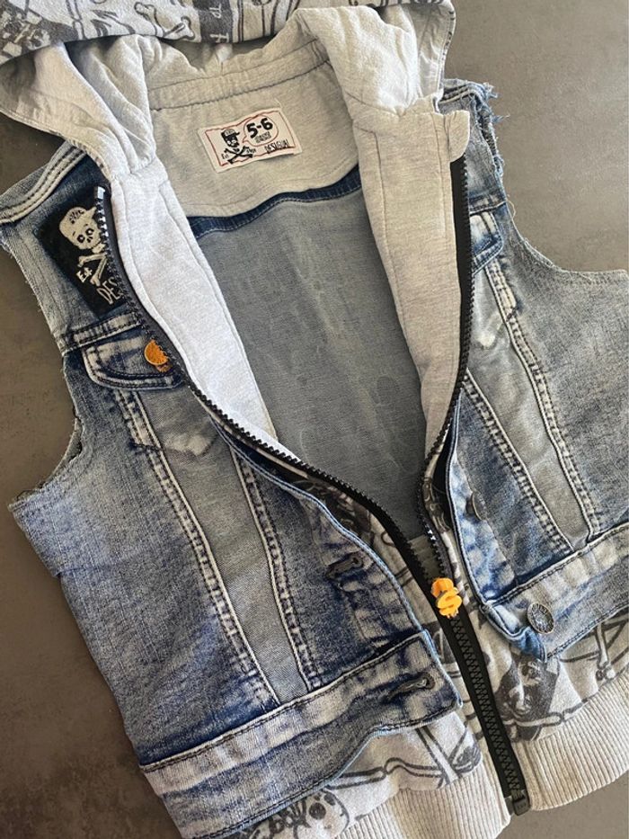 Veste zippée jean’s avec capuche et sans manche Desigual 5/6 ans - photo numéro 3