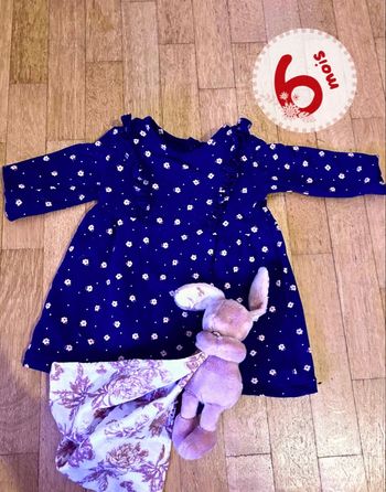 🌸 Robe Bébé Fille Kimbaloo - 6 Mois - Bleu Marine Fleuri 🌸