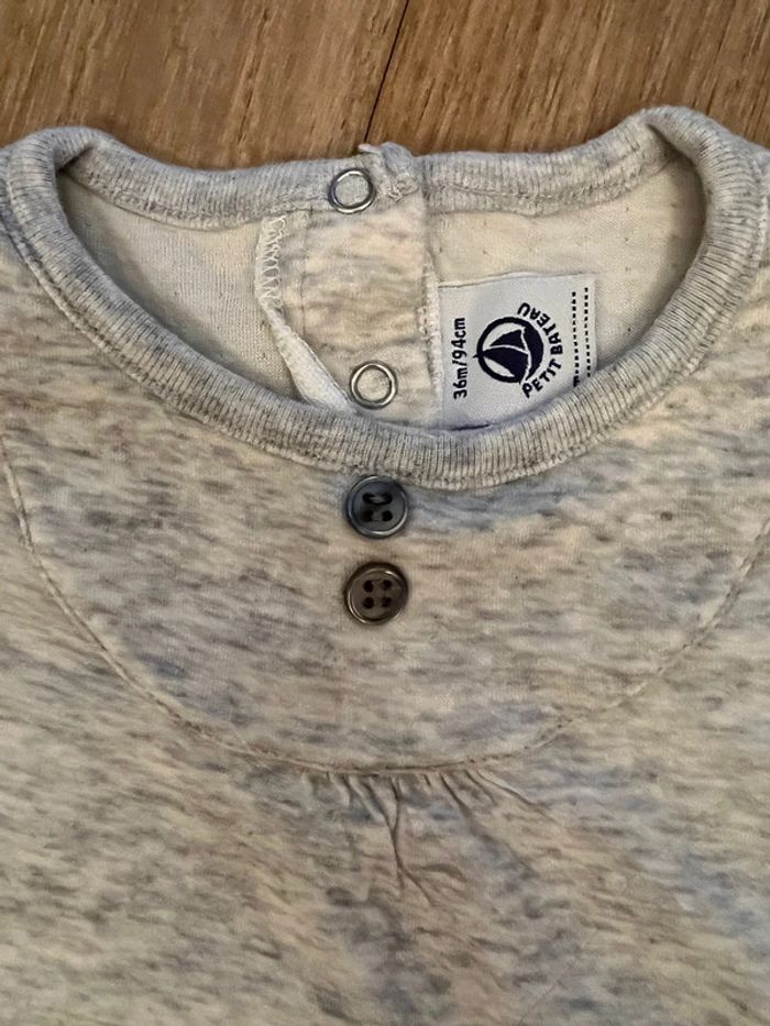 Tee shirt manche long fille gris 36 mois petit bateau très bon état - photo numéro 3