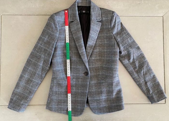 Blazer Mango gris à carreaux taille 34 / S - photo numéro 17