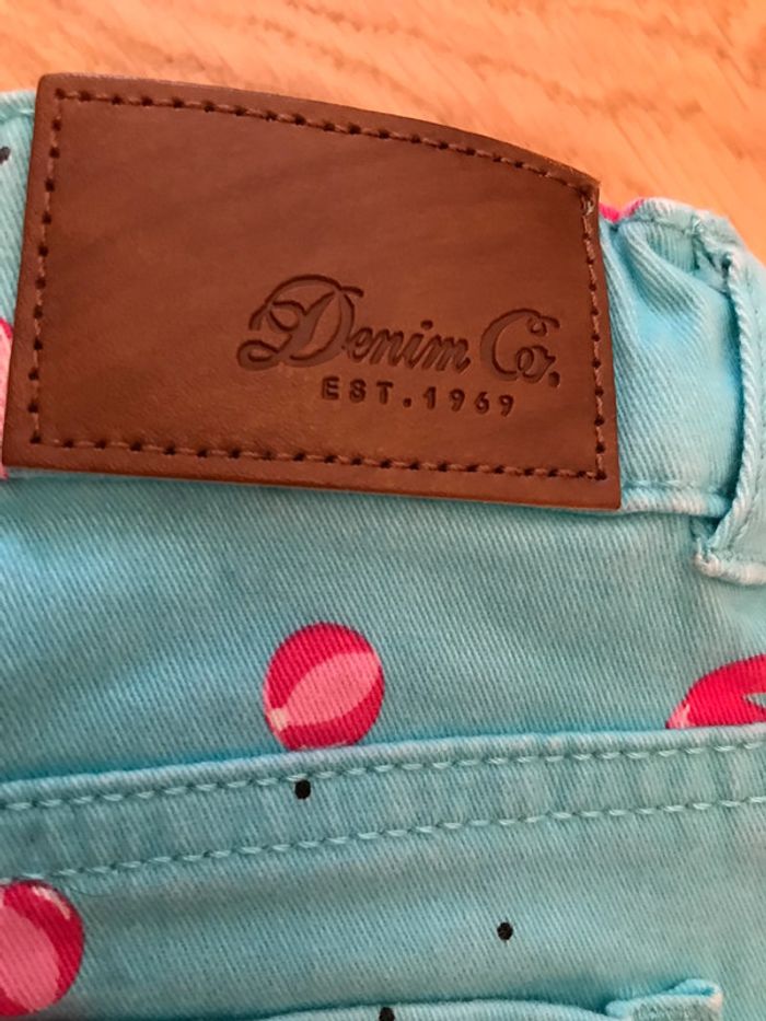 Short fille  bleu turquoise et impression rose - photo numéro 6