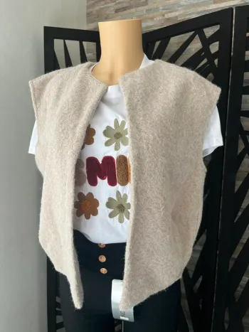 Veste sans manches beige