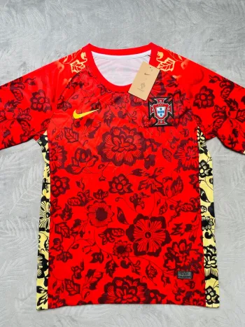 Maillot concept foot Portugal rouge fleurs taille S