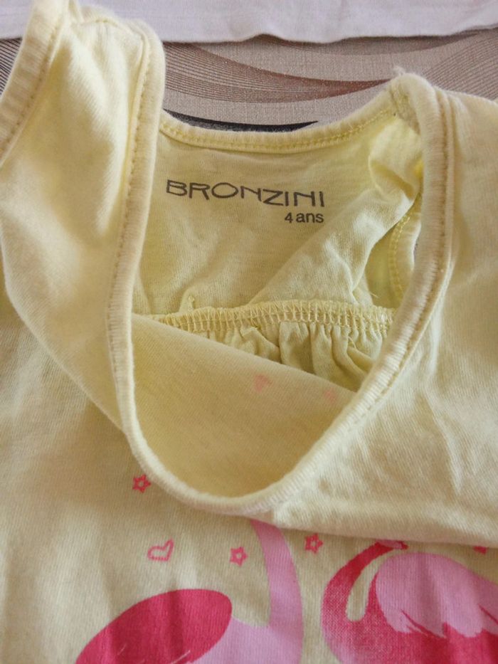 Débardeur jaune motif flamant rose bronzini 4 ans - photo numéro 3