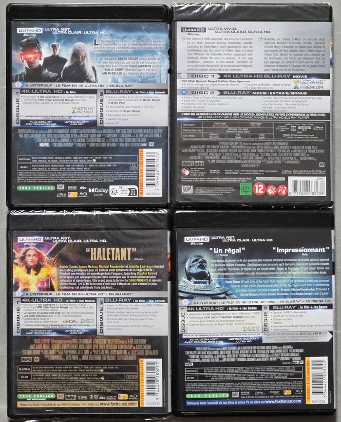 Lot de 4 Films X-men 4k Blu-Ray Ultra Haute Définition (Version Française) d'occasions et neufs sous Blister - photo numéro 2