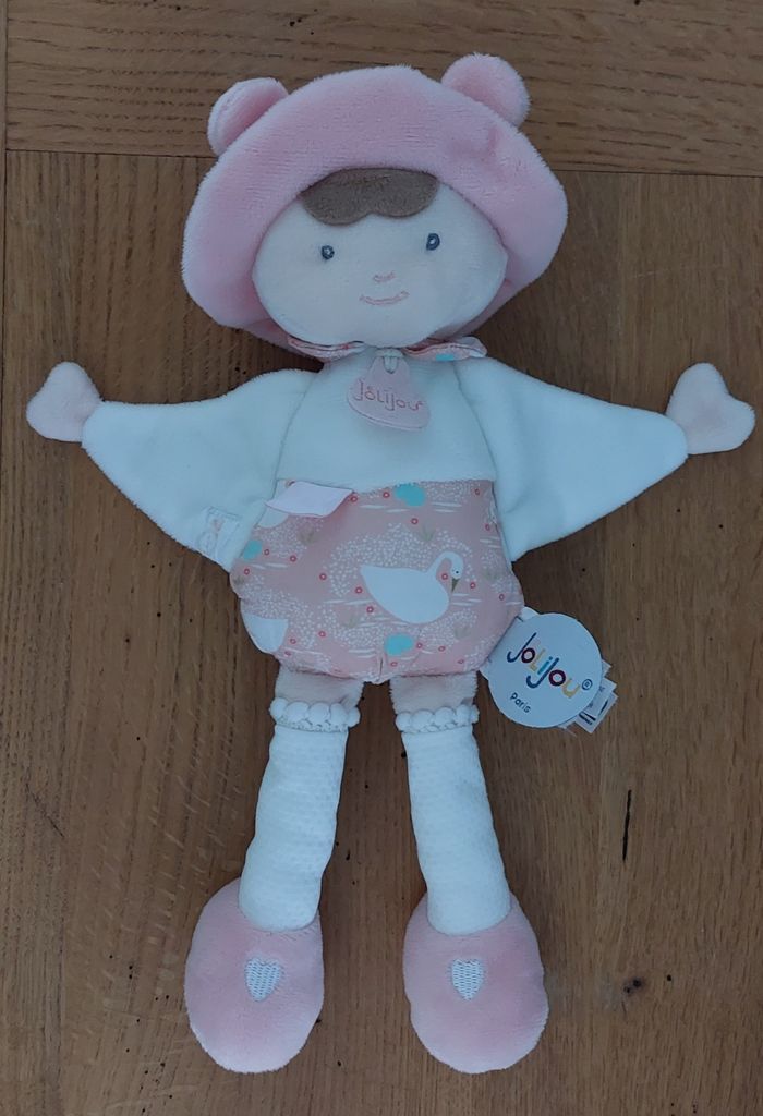 Doudou peluche petite fille chapeau rose - Joli Jou les petits guilis - photo numéro 3