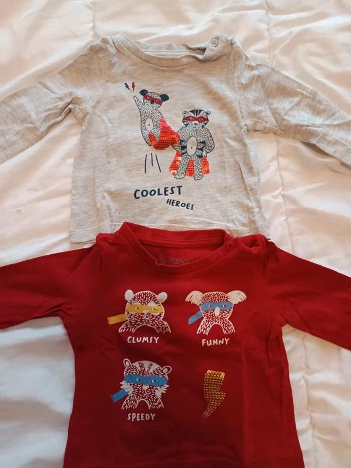 Lot 2 t-shirt in extenso 3/6m tbe