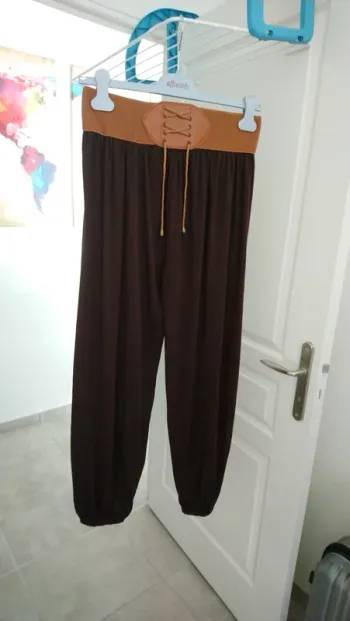 Pantalon fluide, style sarouel marron