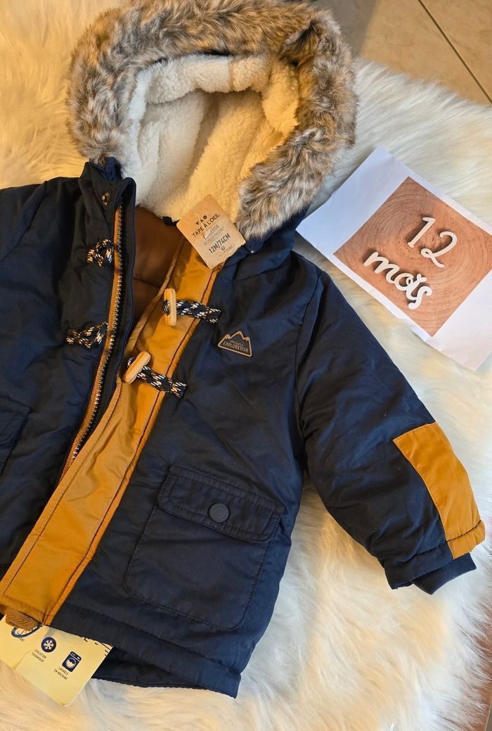 NEUF (NON PORTÉ) 🏷👌👌🤩😍💙💥superbe parka chaud /déperlant 12 mois garçon(fourrure amovible)💙😍🤩👌 - photo numéro 4