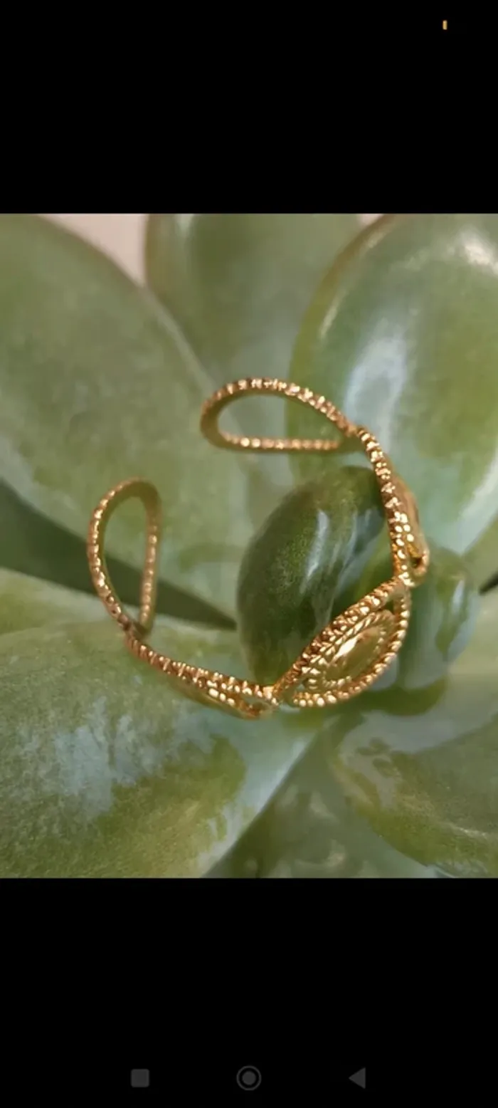 Bague dorée ronds acier inoxydable - photo numéro 2