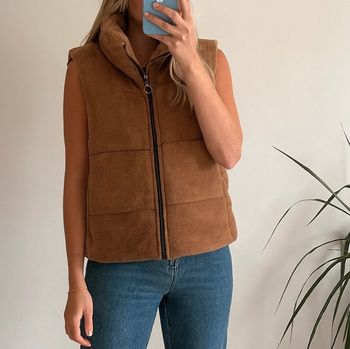 Veste en velours matelassée marron clair, fabriquée en Italie – Taille S/M