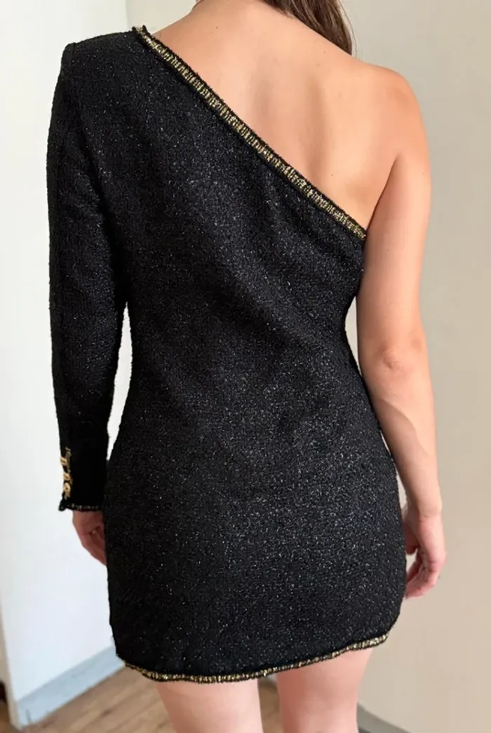 Robe courte asymétrique Zara noir et doré - Taille S - photo numéro 4