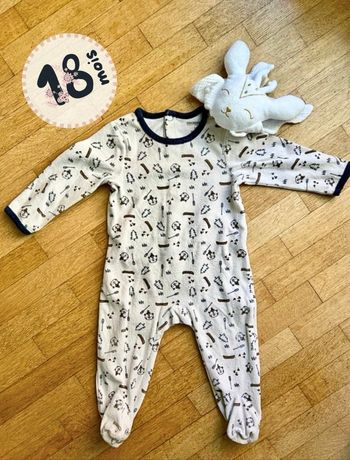 Pyjama Velours Bébé Orchestra - 18 Mois - Beige Motifs forêt et tête d’oursons