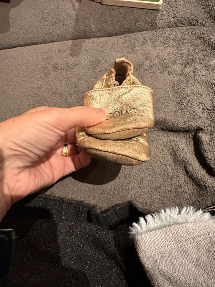 Chaussons en cuir doré Tape à l’œil 6/12 mois - photo numéro 4