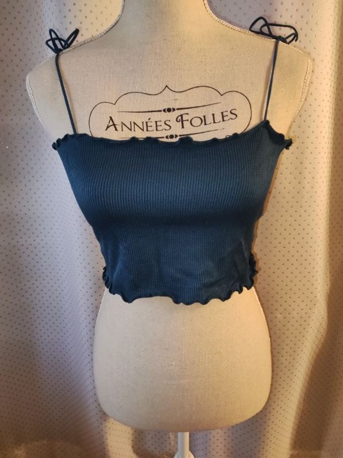 Crop top Undiz à fines bretelles bleu, taille unique, neuf jamais porté!