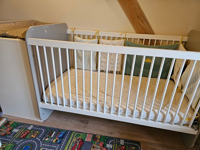 Lit évolutif enfant blanc et lin - photo numéro 4