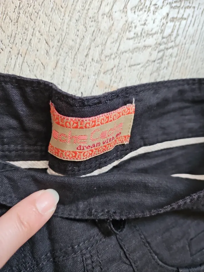 Pantalon lin noir cache cache - photo numéro 3