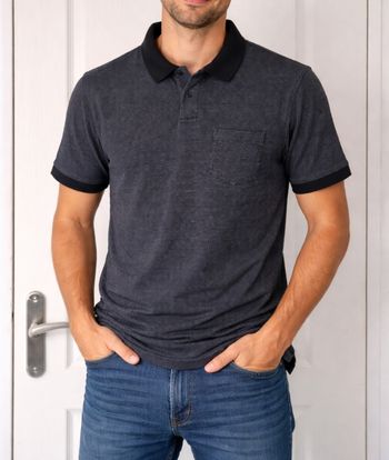 Polo noir à pois blanc homme Jules taille M/38