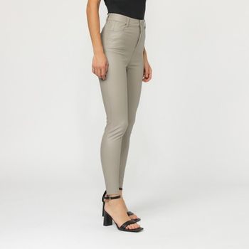 Stradivarius - Pantalon simili-cuir gris galet T 42