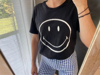 Tee shirt noir smiley