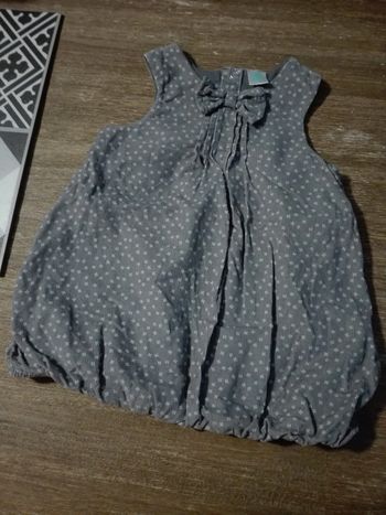 Robe boule velours gris liberty bébé fille 9 mois