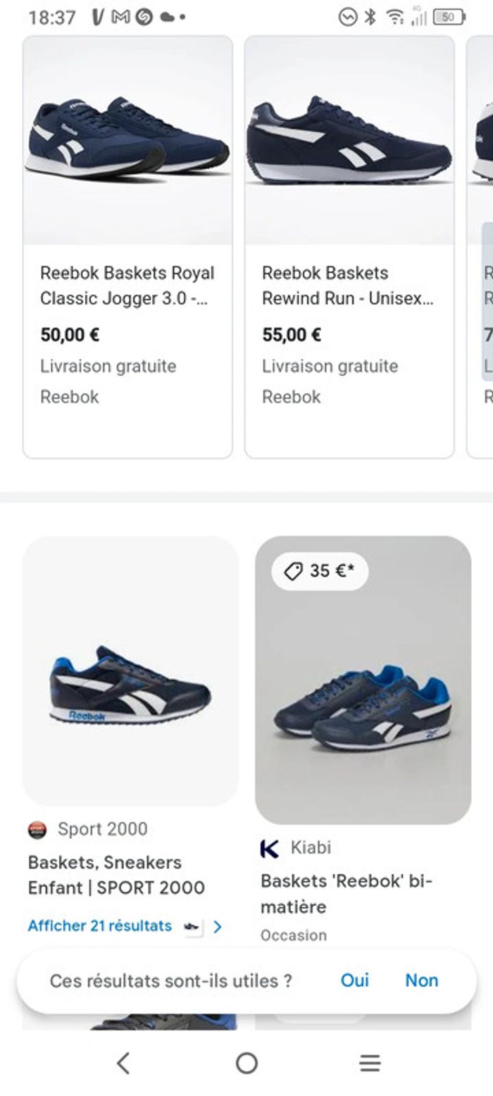 Sneackers mixte 35 bleu marine Reebok c49 - photo numéro 11