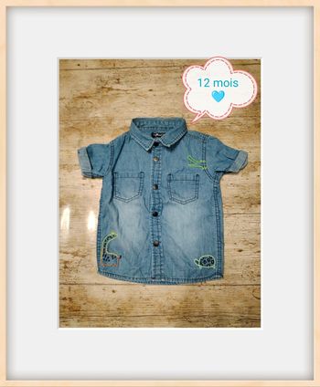 Jolie chemise en jean garçon manches courtes été 12 mois
