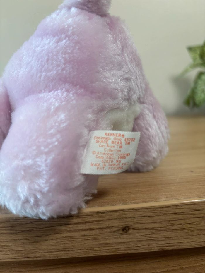 Peluche vintage bisounours mauve  groscadeau milkshake care bears 1985 - photo numéro 4