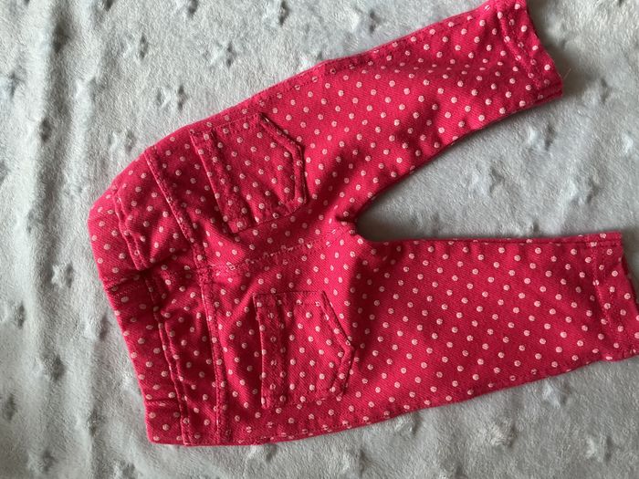 legging long fuchsia à pois blanc 3 mois boite à malices taille élastique - photo numéro 8