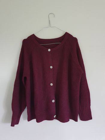 Cardigan bordeaux à boutons strass L neuf