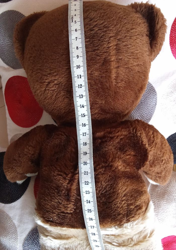 Peluche ours marron foncé / clair  beige   40 cm +/-  vintage ancien bel ours  ourson Boulgom  en posture debout  nez noir dur  yeux noirs en plastique - photo numéro 7